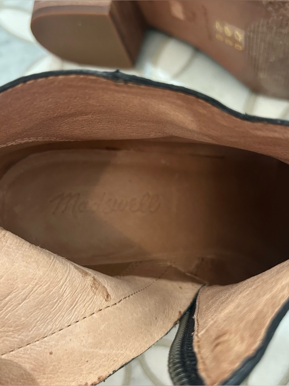 Madewell Western The Charley Boot in Leather Black Almond Toe Zip Up Booties 7.5 - Picture 12 of 14